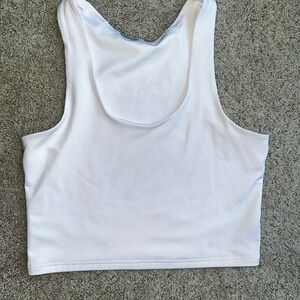 Women's White Sleeveless Croptop